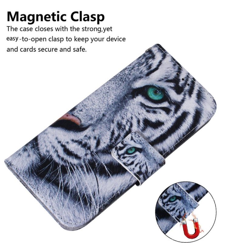 Flip Case Für Xiaomi Redmi 10A Weißer Tiger