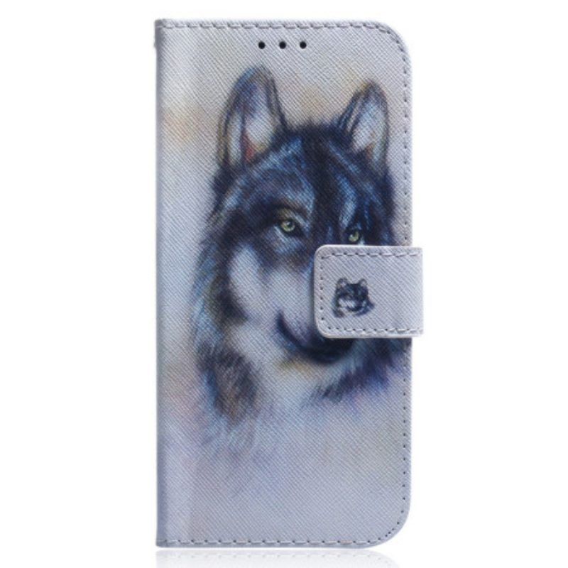 Lederhüllen Für Xiaomi Redmi 10A Aquarell-wolf