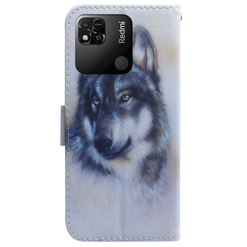 Lederhüllen Für Xiaomi Redmi 10A Aquarell-wolf