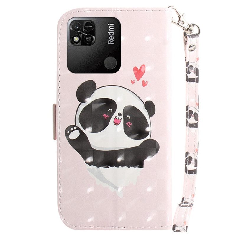 Lederhüllen Für Xiaomi Redmi 10A Mit Kordel Panda Love Mit Schlüsselband