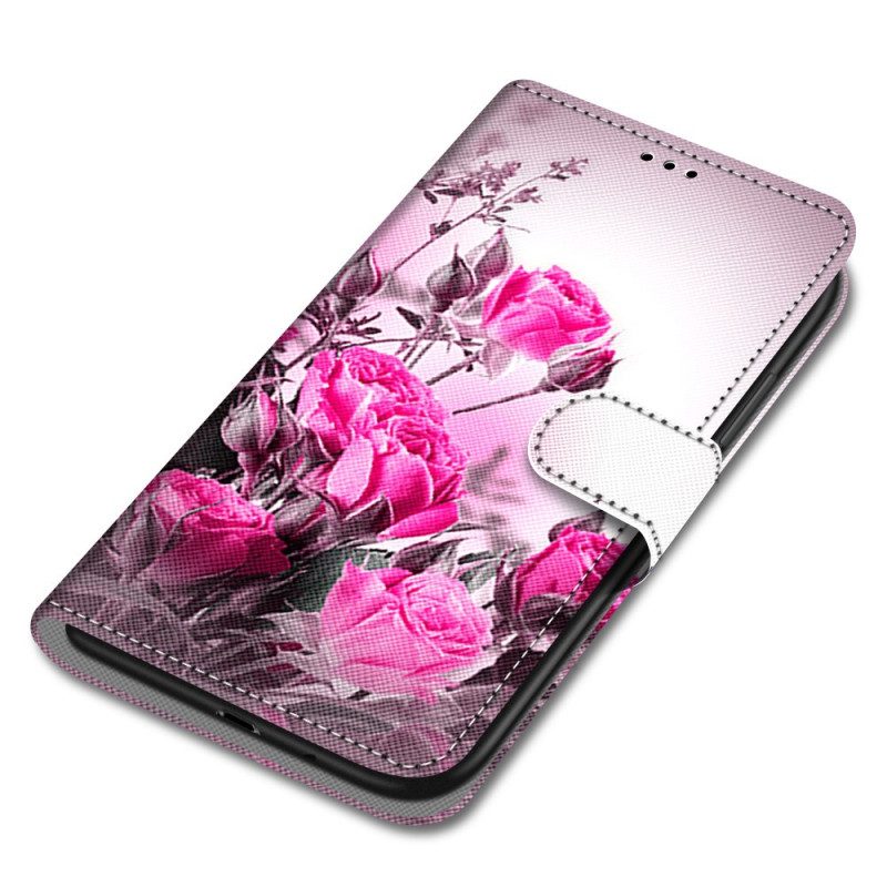 Lederhüllen Für Xiaomi Redmi 10A Mit Kordel Riemenrosen