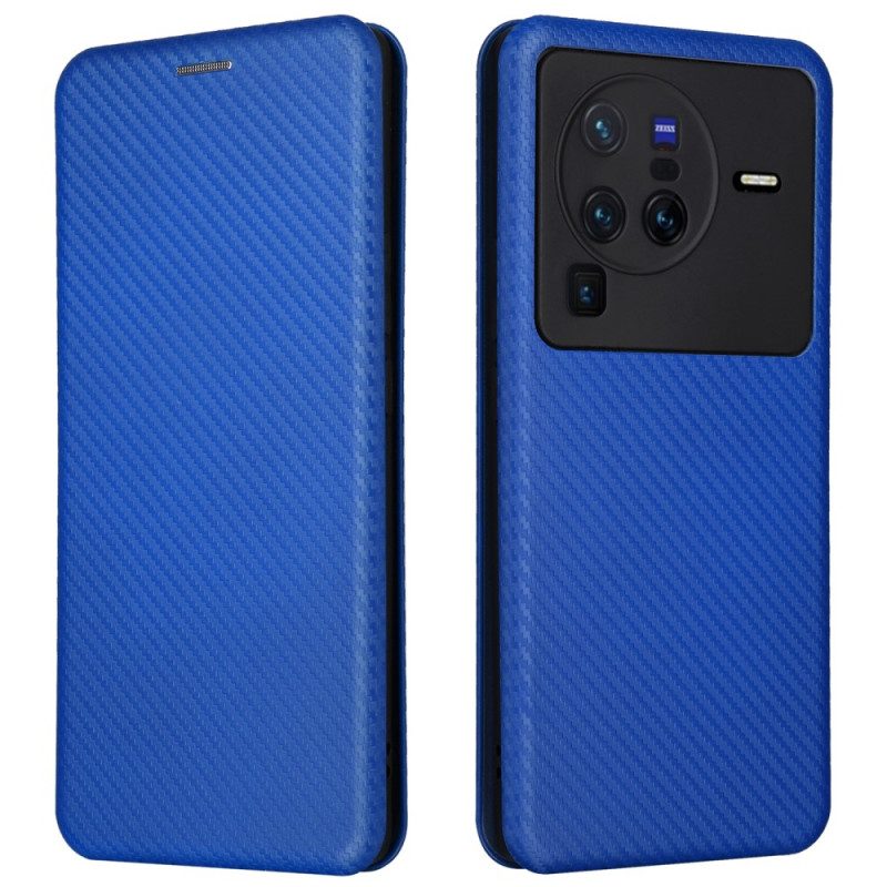 Schutzhülle Für Vivo X80 Pro Flip Case Farbige Kohlefaser