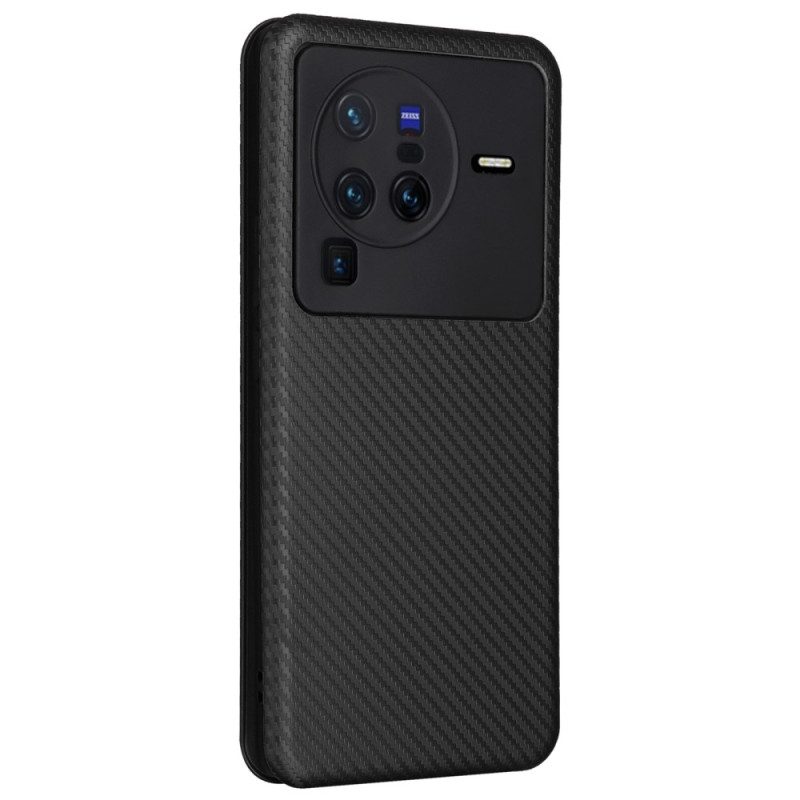 Schutzhülle Für Vivo X80 Pro Flip Case Farbige Kohlefaser