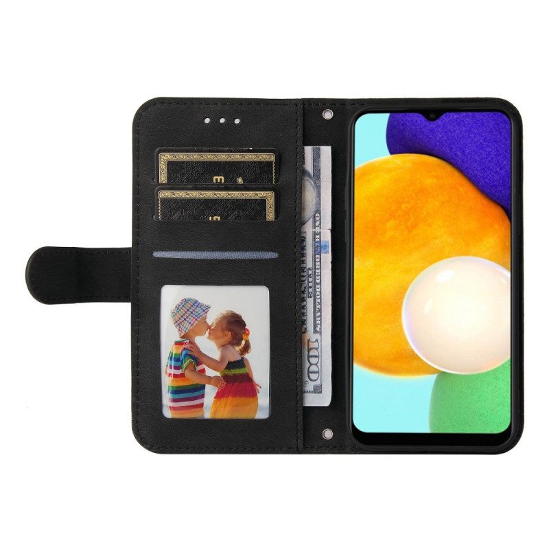 Flip Case Für Samsung Galaxy A03s Nieten Und Riemen Aus Kunstleder