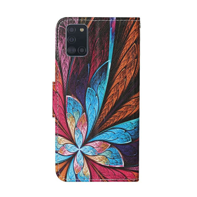 Flip Case Für Samsung Galaxy A31 Farbige Laken Mit Umhängeband