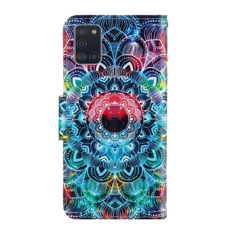 Flip Case Für Samsung Galaxy A31 Mit Kordel Auffälliges Riemchen-mandala