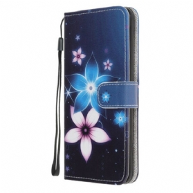 Flip Case Für Samsung Galaxy A31 Mit Kordel Mondriemenblumen