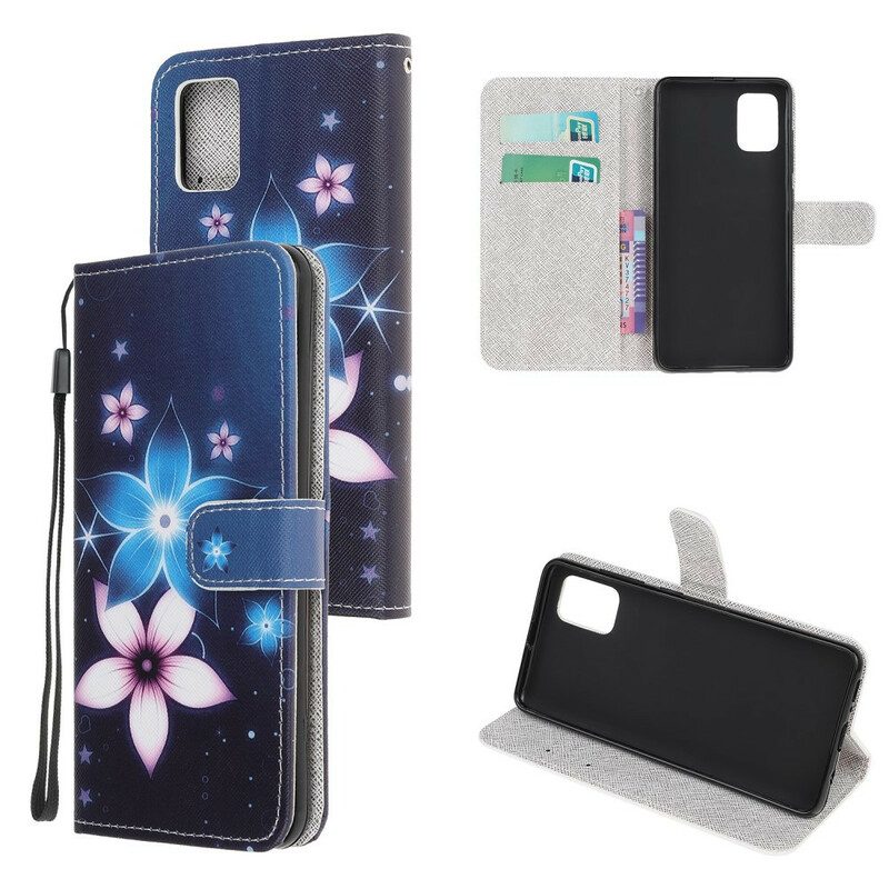 Flip Case Für Samsung Galaxy A31 Mit Kordel Mondriemenblumen