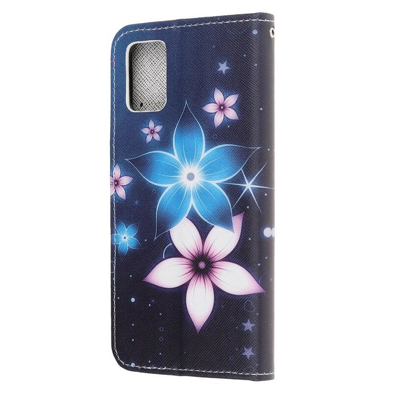 Flip Case Für Samsung Galaxy A31 Mit Kordel Mondriemenblumen