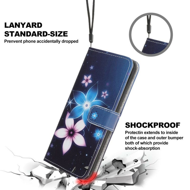 Flip Case Für Samsung Galaxy A31 Mit Kordel Mondriemenblumen