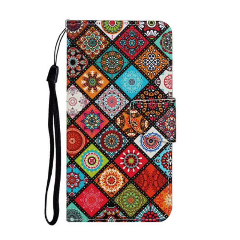 Flip Case Für Samsung Galaxy A31 Patchwork-mandalas Mit Schlüsselband