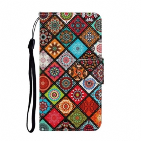 Flip Case Für Samsung Galaxy A31 Patchwork-mandalas Mit Schlüsselband