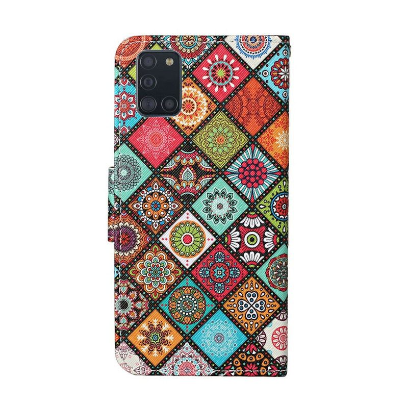 Flip Case Für Samsung Galaxy A31 Patchwork-mandalas Mit Schlüsselband