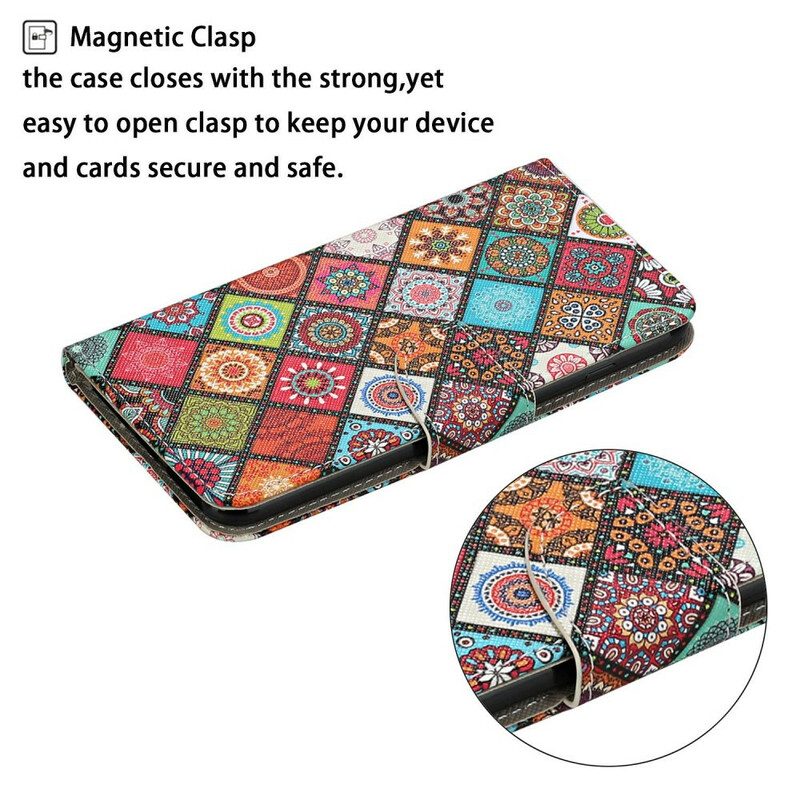 Flip Case Für Samsung Galaxy A31 Patchwork-mandalas Mit Schlüsselband