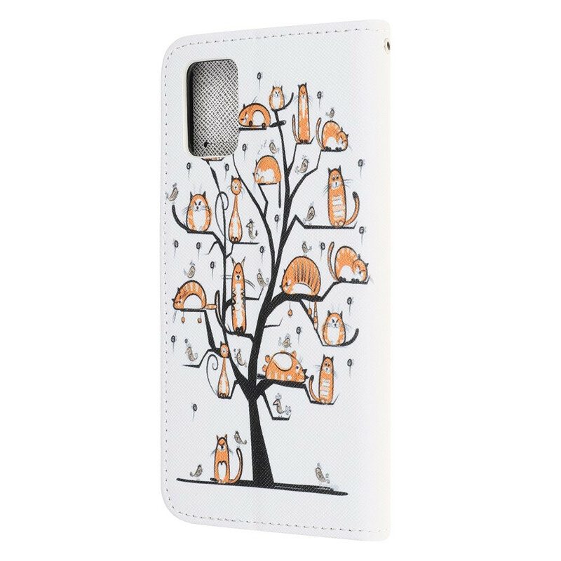 Lederhüllen Für Samsung Galaxy A31 Mit Kordel Funky Cats Mit Riemen