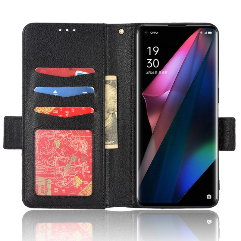 Lederhüllen Für Oppo Find X3 Pro Flip Case Klappe Double Litchi Neue Farben