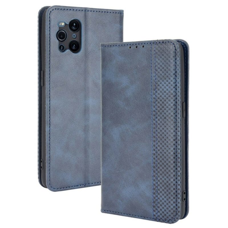 Schutzhülle Für Oppo Find X3 Pro Flip Case Stilisierter Vintage-ledereffekt