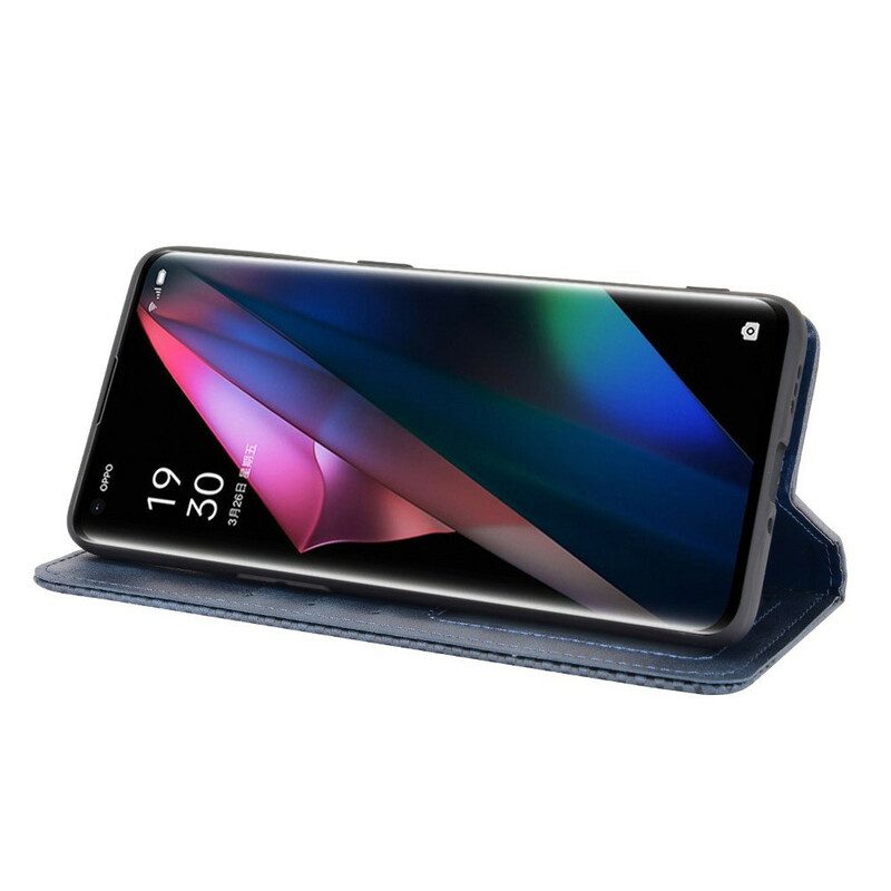 Schutzhülle Für Oppo Find X3 Pro Flip Case Stilisierter Vintage-ledereffekt