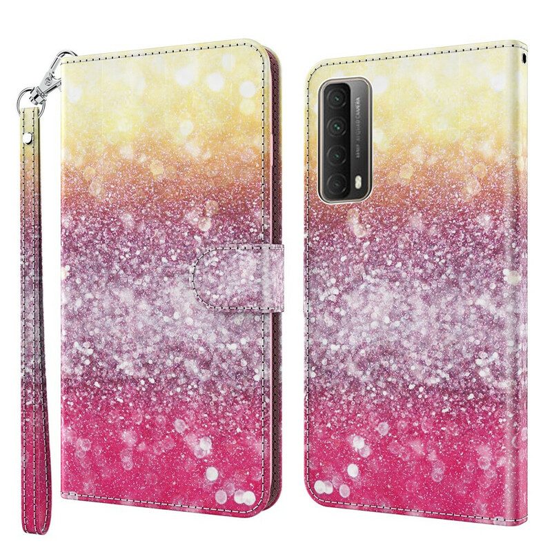 Flip Case Für Huawei P Smart 2021 Magenta-glitzer-farbverlauf