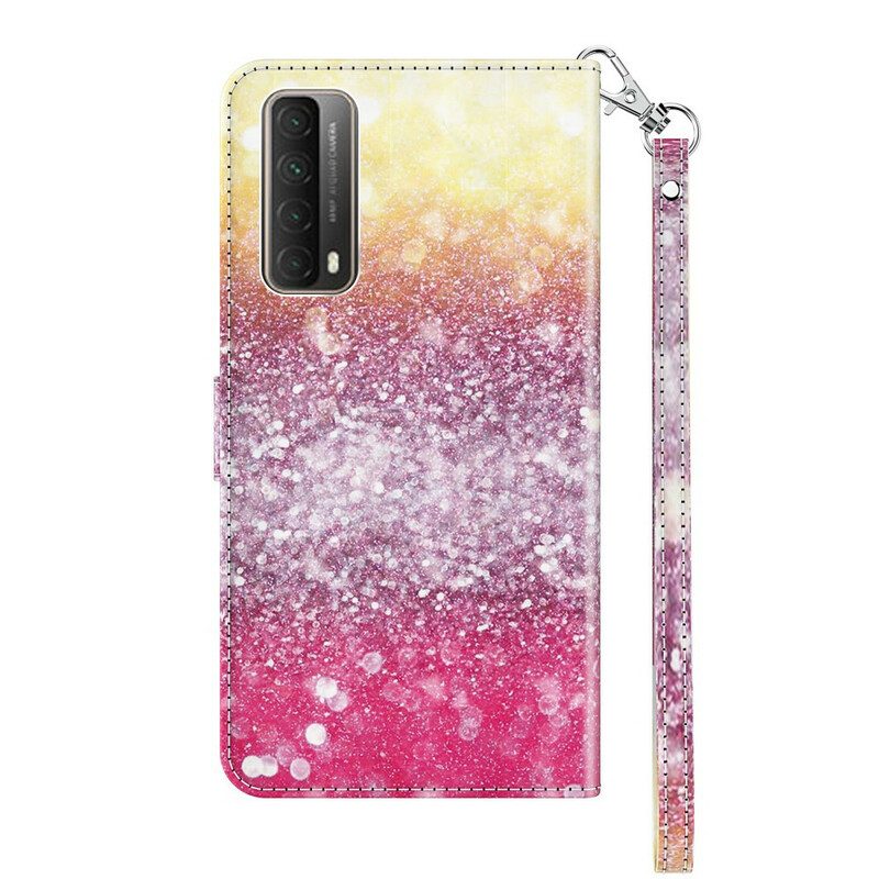 Flip Case Für Huawei P Smart 2021 Magenta-glitzer-farbverlauf