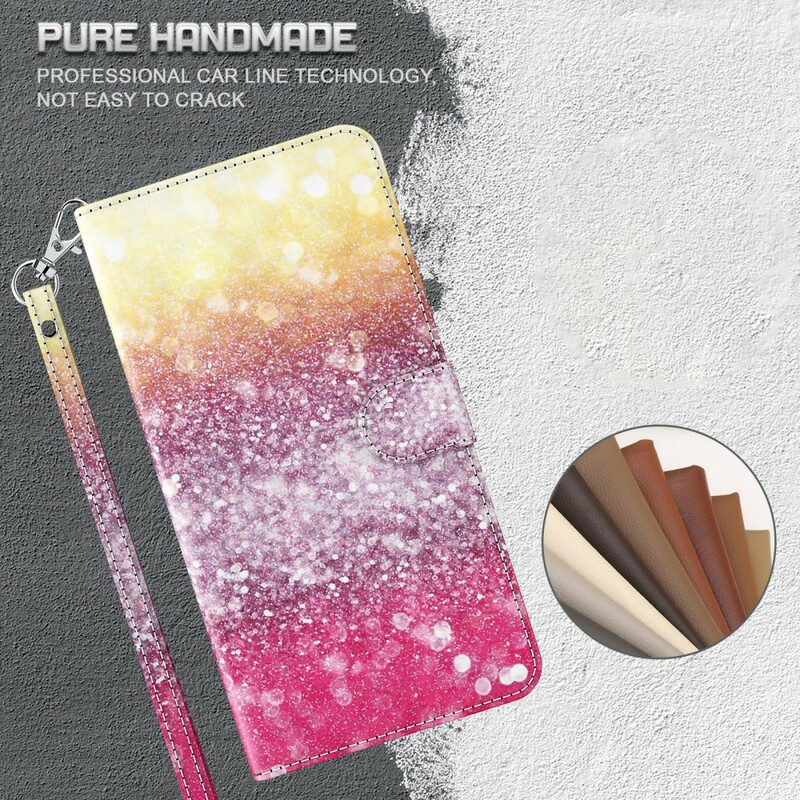 Flip Case Für Huawei P Smart 2021 Magenta-glitzer-farbverlauf