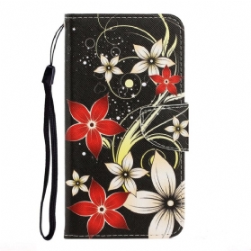 Flip Case Für Huawei P Smart 2021 Mit Kordel Bunte Riemchenblumen