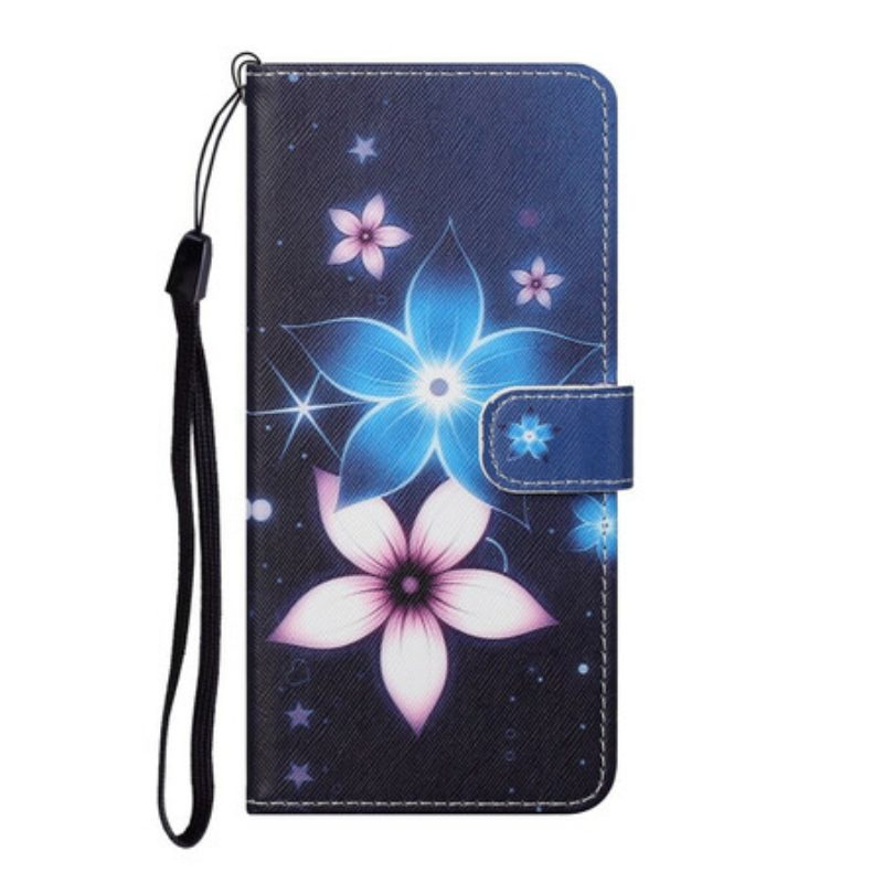 Flip Case Für Huawei P Smart 2021 Mit Kordel Mondriemenblumen