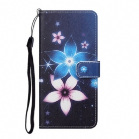 Flip Case Für Huawei P Smart 2021 Mit Kordel Mondriemenblumen