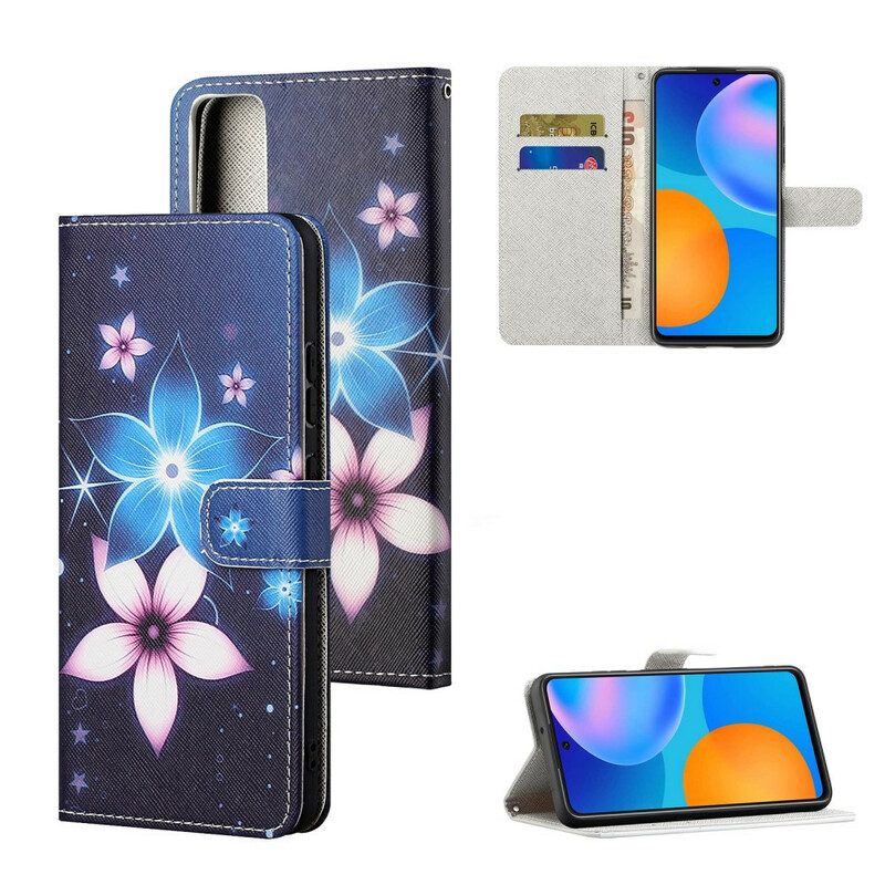 Flip Case Für Huawei P Smart 2021 Mit Kordel Mondriemenblumen