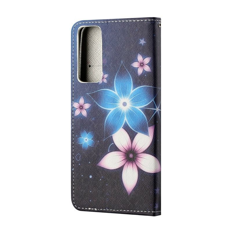 Flip Case Für Huawei P Smart 2021 Mit Kordel Mondriemenblumen