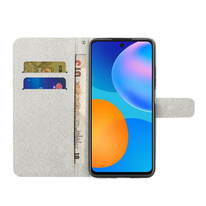 Flip Case Für Huawei P Smart 2021 Mit Kordel Mondriemenblumen