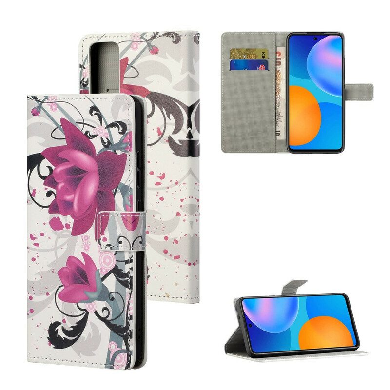 Flip Case Für Huawei P Smart 2021 Tropische Blumen