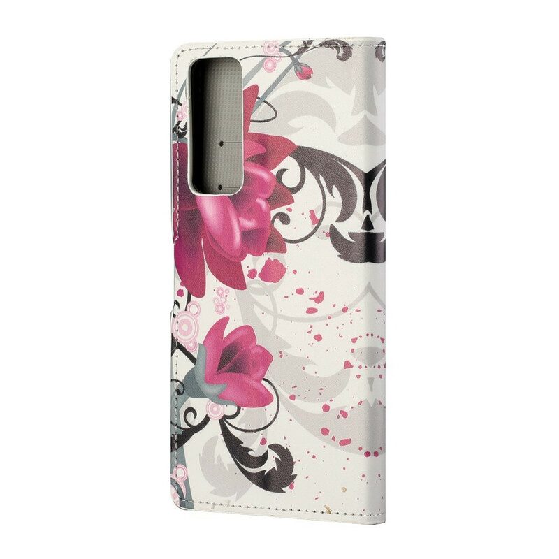 Flip Case Für Huawei P Smart 2021 Tropische Blumen