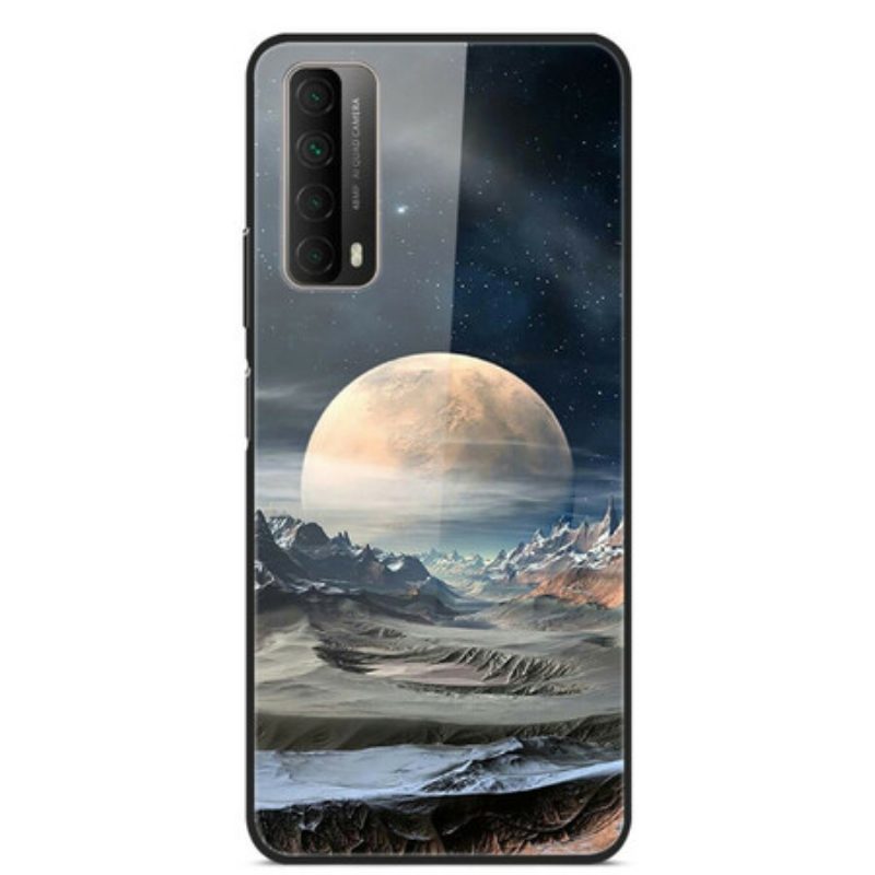 Handyhülle Für Huawei P Smart 2021 Space Moon Gehärtetes Glas