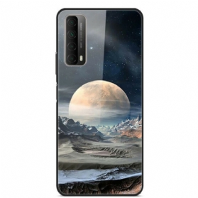 Handyhülle Für Huawei P Smart 2021 Space Moon Gehärtetes Glas