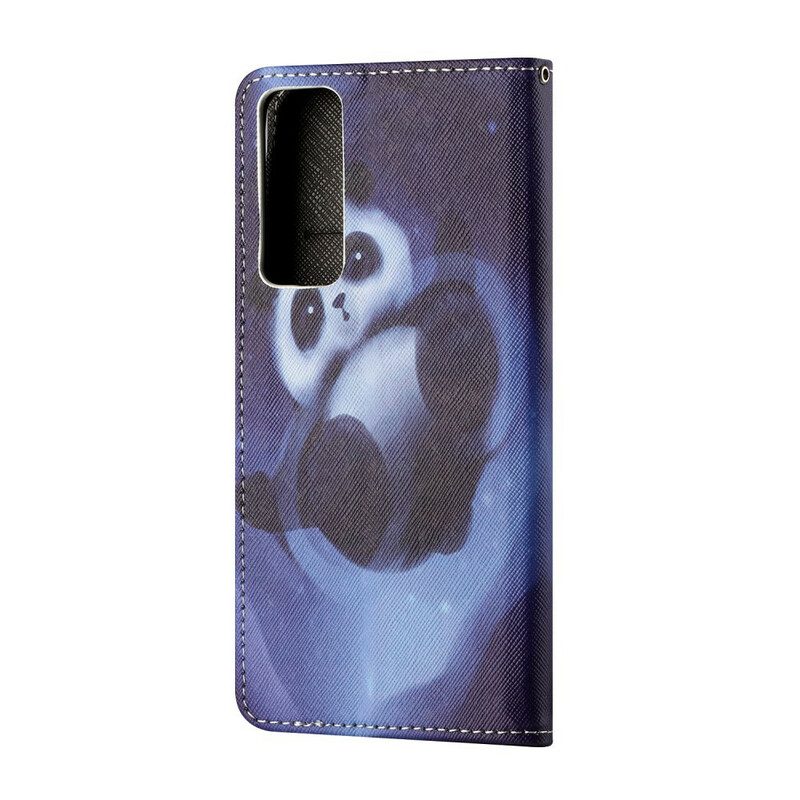 Lederhüllen Für Huawei P Smart 2021 Mit Kordel Panda Space Mit Schlüsselband