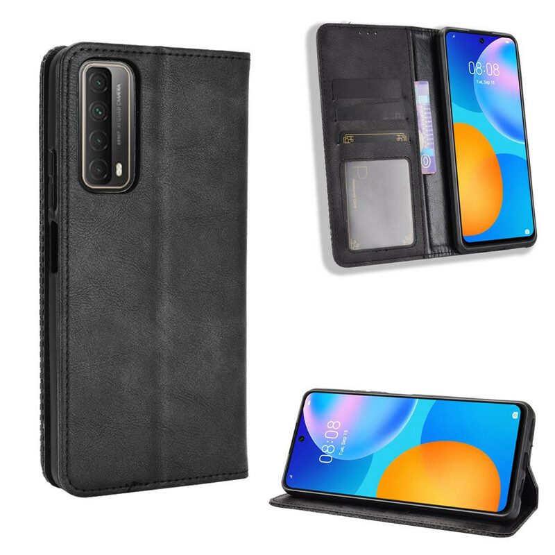 Schutzhülle Für Huawei P Smart 2021 Flip Case Stilisierter Vintage-ledereffekt