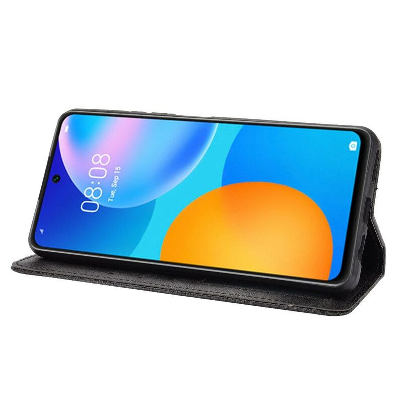 Schutzhülle Für Huawei P Smart 2021 Flip Case Stilisierter Vintage-ledereffekt