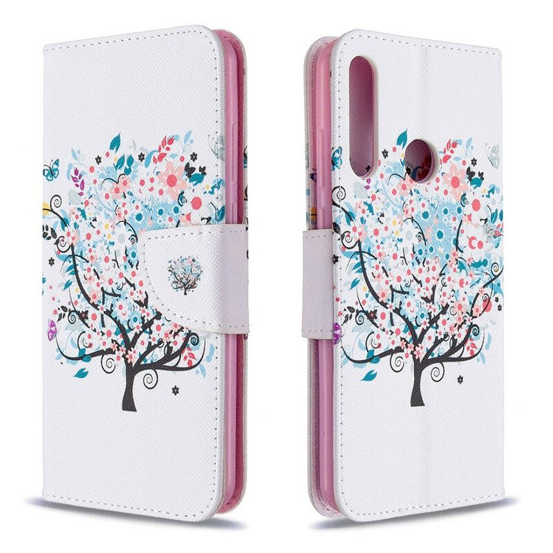 Flip Case Für Huawei Y6p Geblümter Baum