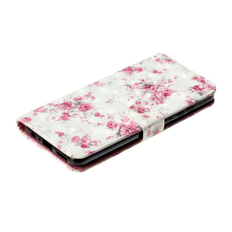 Flip Case Für Huawei Y6p Mit Kordel Riemenlichtfleckblumen