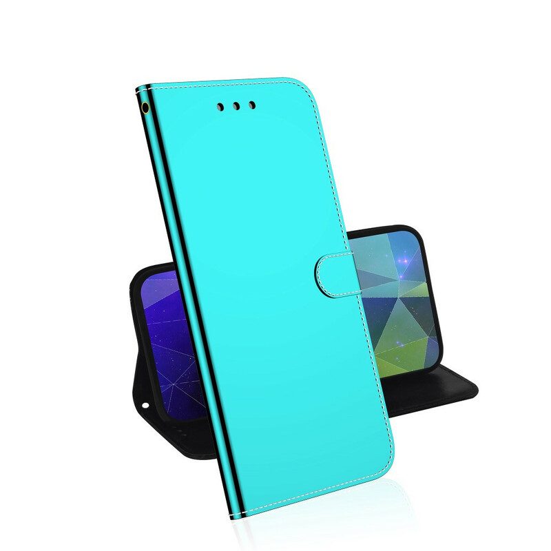 Flip Case Für Huawei Y6p Spiegelabdeckung Aus Kunstleder