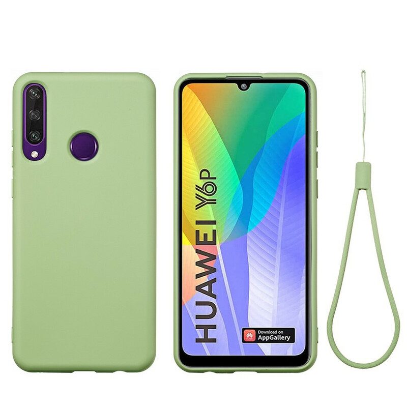 Hülle Für Huawei Y6p Flüssiges Silikon Mit Lanyard