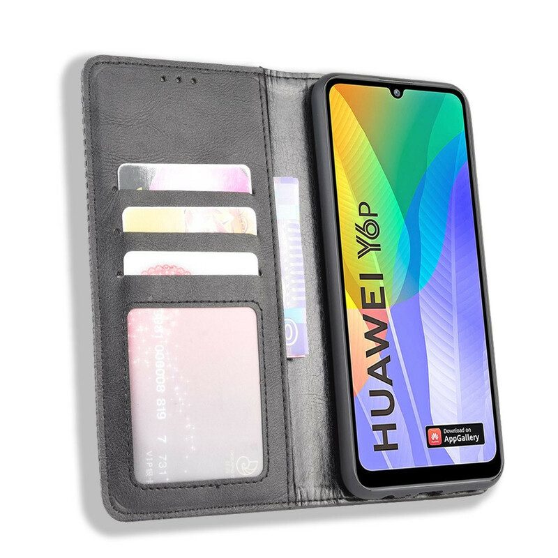 Schutzhülle Für Huawei Y6p Flip Case Stilisierter Vintage-ledereffekt