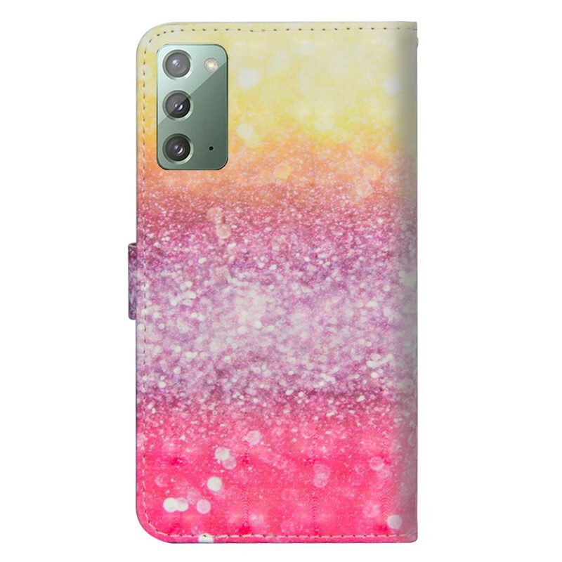 Flip Case Für Samsung Galaxy Note 20 Magenta-glitzer-farbverlauf