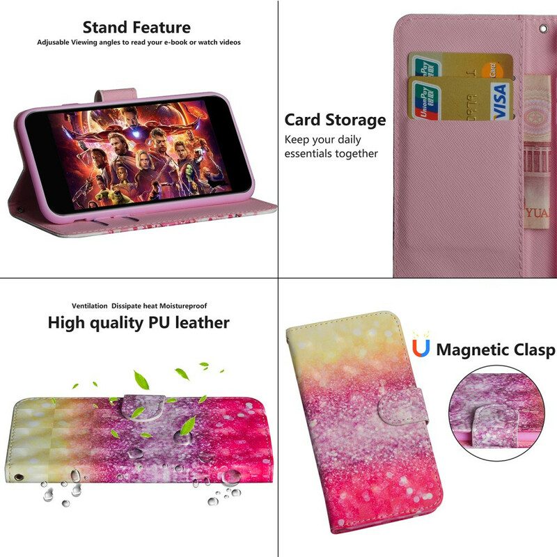 Flip Case Für Samsung Galaxy Note 20 Magenta-glitzer-farbverlauf