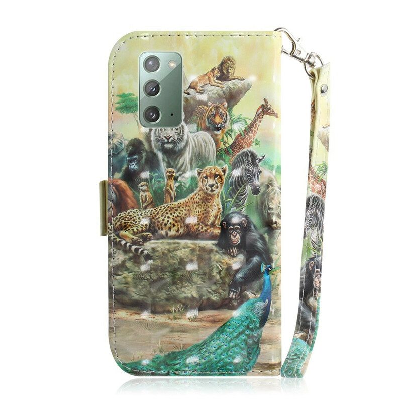 Flip Case Für Samsung Galaxy Note 20 Mit Kordel Tanga-safari-tiere