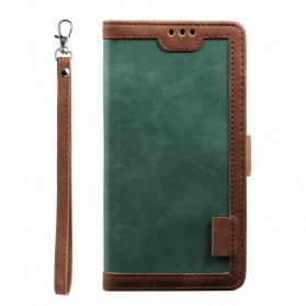 Flip Case Für Samsung Galaxy Note 20 Retro-kunstleder Mit Schlüsselband