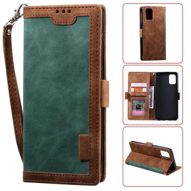 Flip Case Für Samsung Galaxy Note 20 Retro-kunstleder Mit Schlüsselband