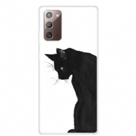 Hülle Für Samsung Galaxy Note 20 Nachdenkliche Schwarze Katze