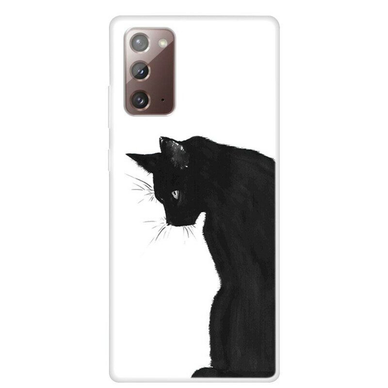 Hülle Für Samsung Galaxy Note 20 Nachdenkliche Schwarze Katze